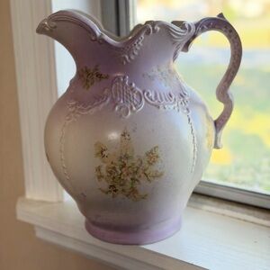 Lavender Ombre Floral Ceramic Pitcher